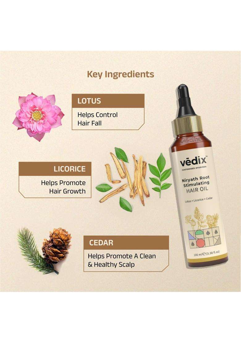 Vedix Niryath Ayurvedic Hair Oil 100 ml | Authentic Traditional Formula | Dry Scalp & Straight Hair l 100 ml - Indya