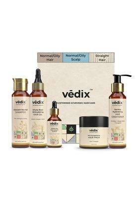 Vedix Ayurvedic Anti-Hairfall 5 Pc Kit 440 ml | Authentic Traditional Formula | Normal/Oily Scalp & Straight Hair