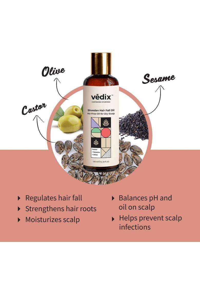 Vedix Shvedan Ayurvedic Anti-Hairfall Hair Oil Dry Scalp l 100 ml | Authentic Traditional Formula - Indya