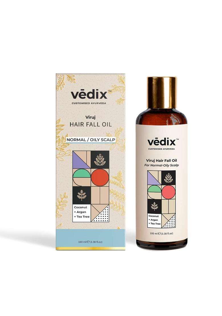 Vedix Viruj Ayurvedic Anti-Hairfall Hair Oil 100 ml | Authentic Traditional Formula | Normal-Oily Scalp l 100 ml - Indya