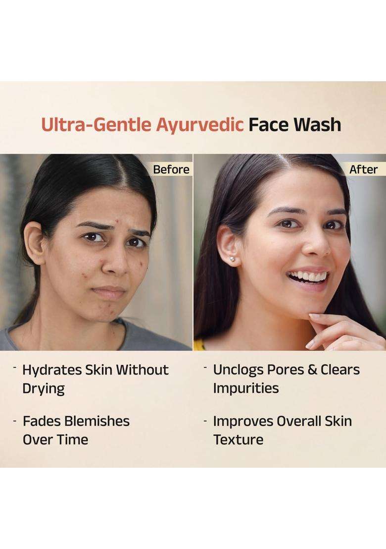 Vedix Drithi Ultra Gentle Ayurvedic Face Wash for Normal Skin 60 ml | Authentic Traditional Formula | Daily Cleanser with Amla, Glycerin & Sariva - Indya