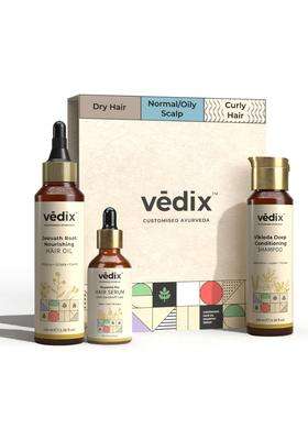 Vedix Ayurvedic Anti-Dandruff 3 Pc Kit 240 ml | Authentic Traditional Formula | Normal/Oily Scalp & Curly Hair
