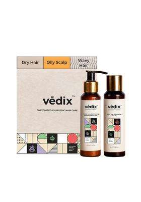 Vedix Ayurvedic Hair Oil & Shampoo Combo 200 ml | Authentic Traditional Formula | Oily Scalp & Wavy Hair