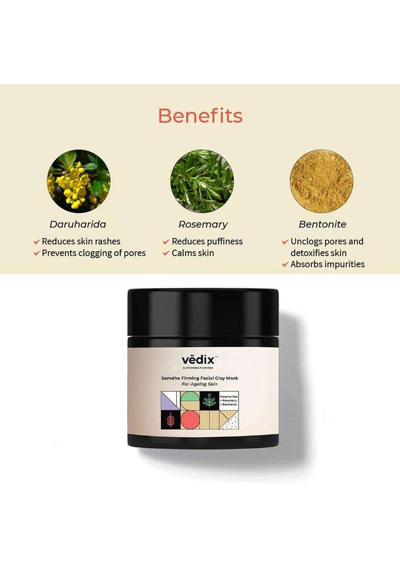 Vedix Samdha Ayurvedic Firming Clay Face Mask 100 g | Authentic Traditional Formula | Ageing Skin - Indya