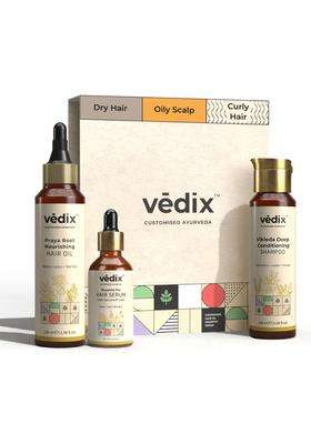 Vedix Ayurvedic Anti-Dandruff 3 Pc Kit 240 ml | Authentic Traditional Formula | Dry & Curly Hair | Oily Scalp