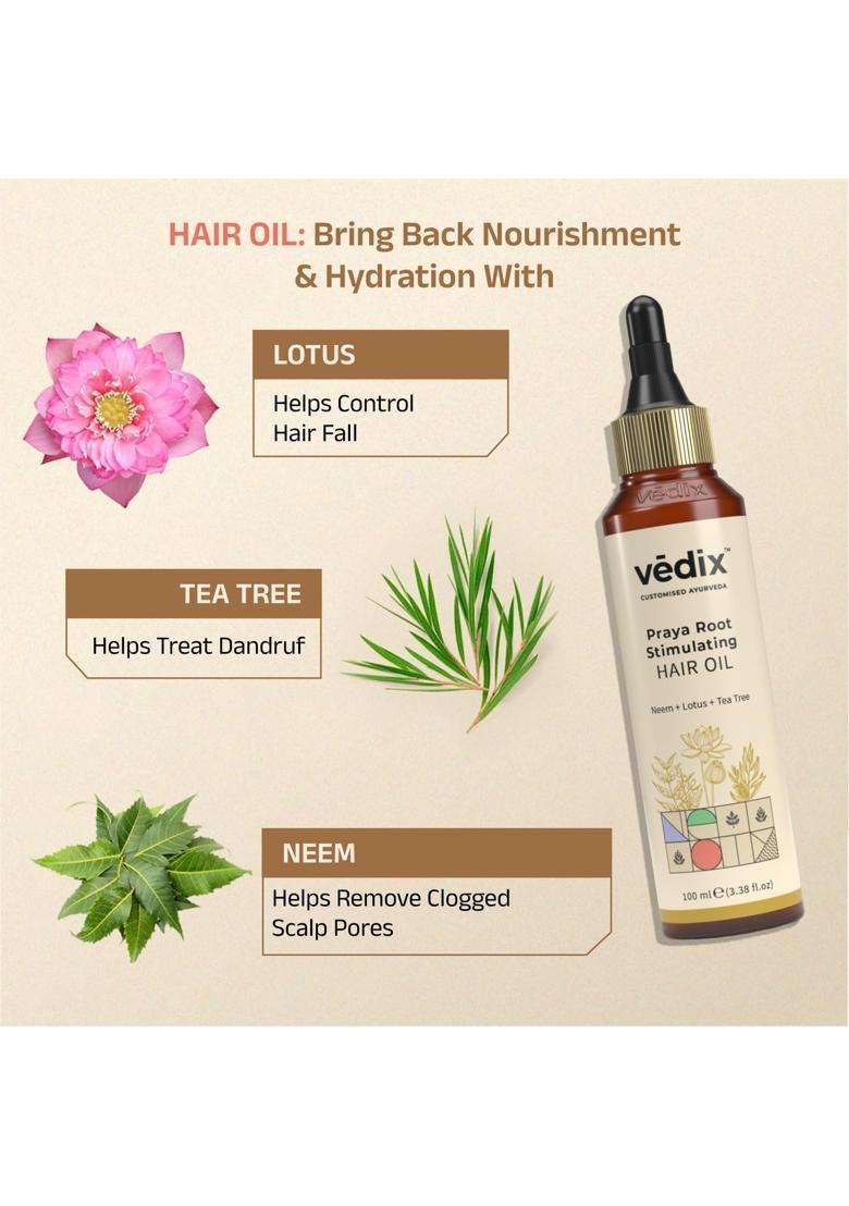 Vedix Ayurvedic Anti-Dandruff 3 Pc Kit 240 ml | Authentic Traditional Formula | Dry & Curly Hair | Oily Scalp - Indya