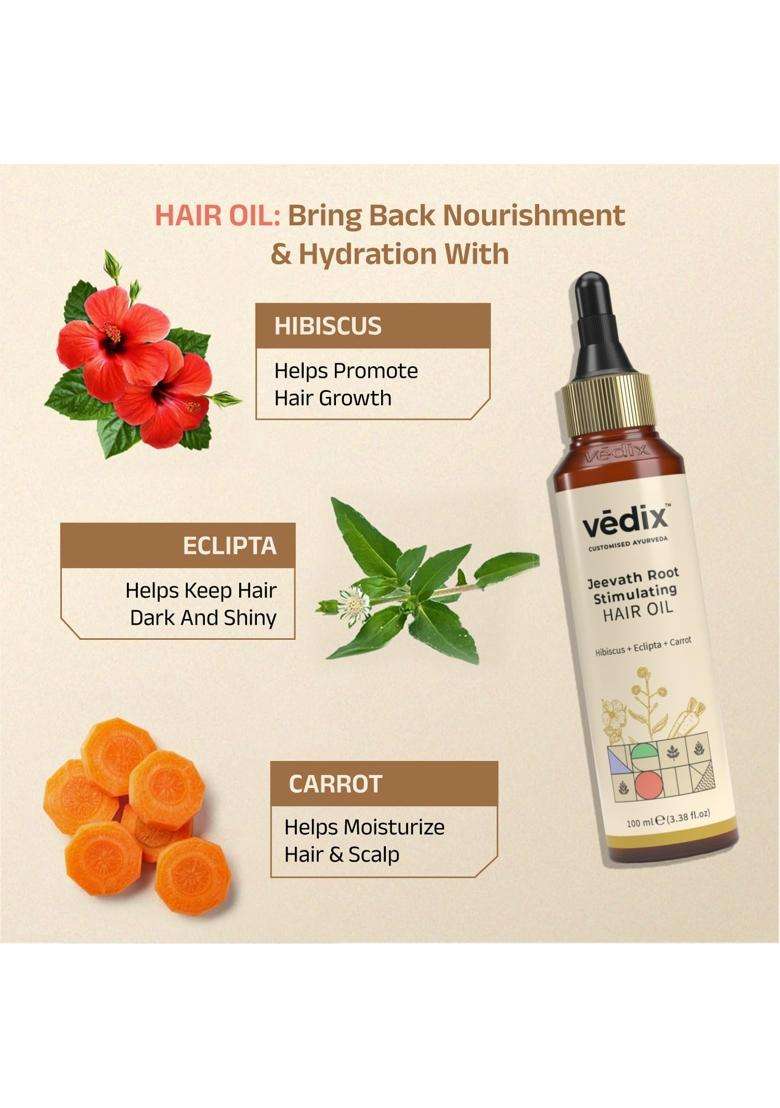 Vedix Ayurvedic Anti-Dandruff 3 Pc Kit 240 ml | Authentic Traditional Formula | Normal/Oily Scalp, Dry & Wavy Hair - Indya