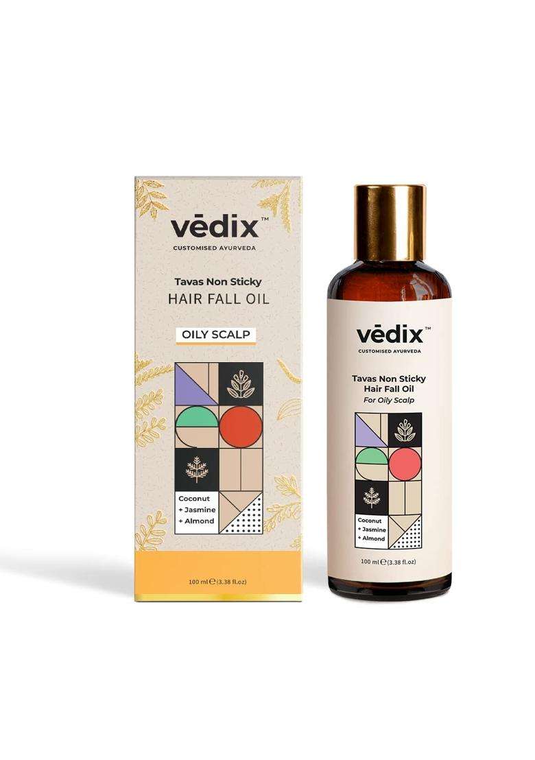 Vedix Tavas Ayurvedic Non-Sticky Anti-Hairfall Oil Oily Scalp l 100 ml | Authentic Traditional Formula - Indya