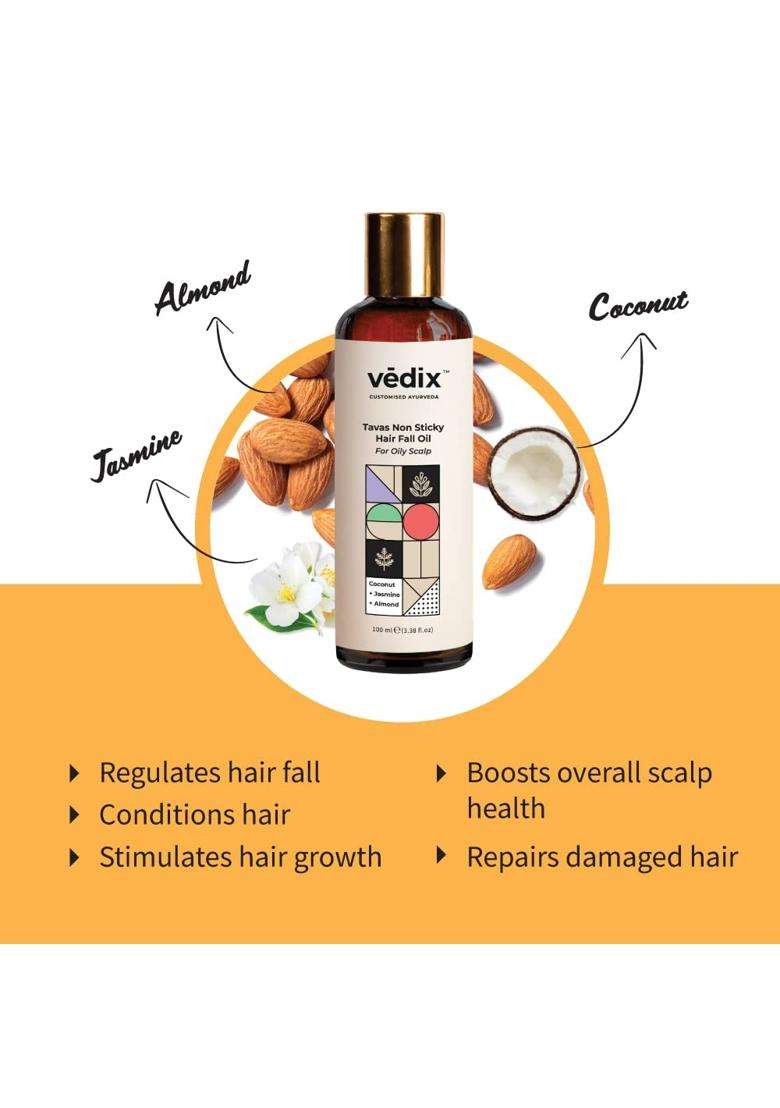 Vedix Tavas Ayurvedic Non-Sticky Anti-Hairfall Oil Oily Scalp l 100 ml | Authentic Traditional Formula - Indya