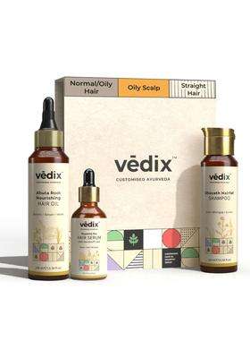 Vedix Ayurvedic Anti-Hairfall 3 Pc Combo 240 ml | Authentic Traditional Formula | Oily Scalp & Straight Hair