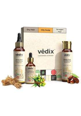 Vedix Ayurvedic Dandruff 3 Pc Kit 240 ml | Authentic Traditional Formula | Normal/Oily & Straight Hair | Oily Scalp