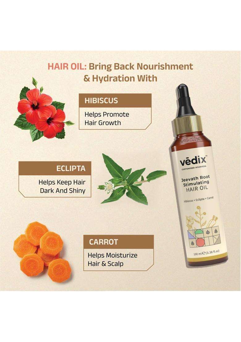 Vedix Ayurvedic Hair Growth 5 Pc Combo | Authentic Traditional Formula | For Normal-Oily Scalp - Indya
