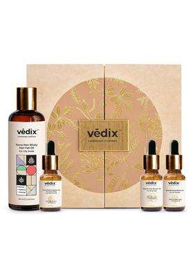Vedix Ayurvedic Hair Fall Oil Combo with 3 Booster Oils ( 100 ml + 3*10 ml ) | Authentic Traditional Formula
