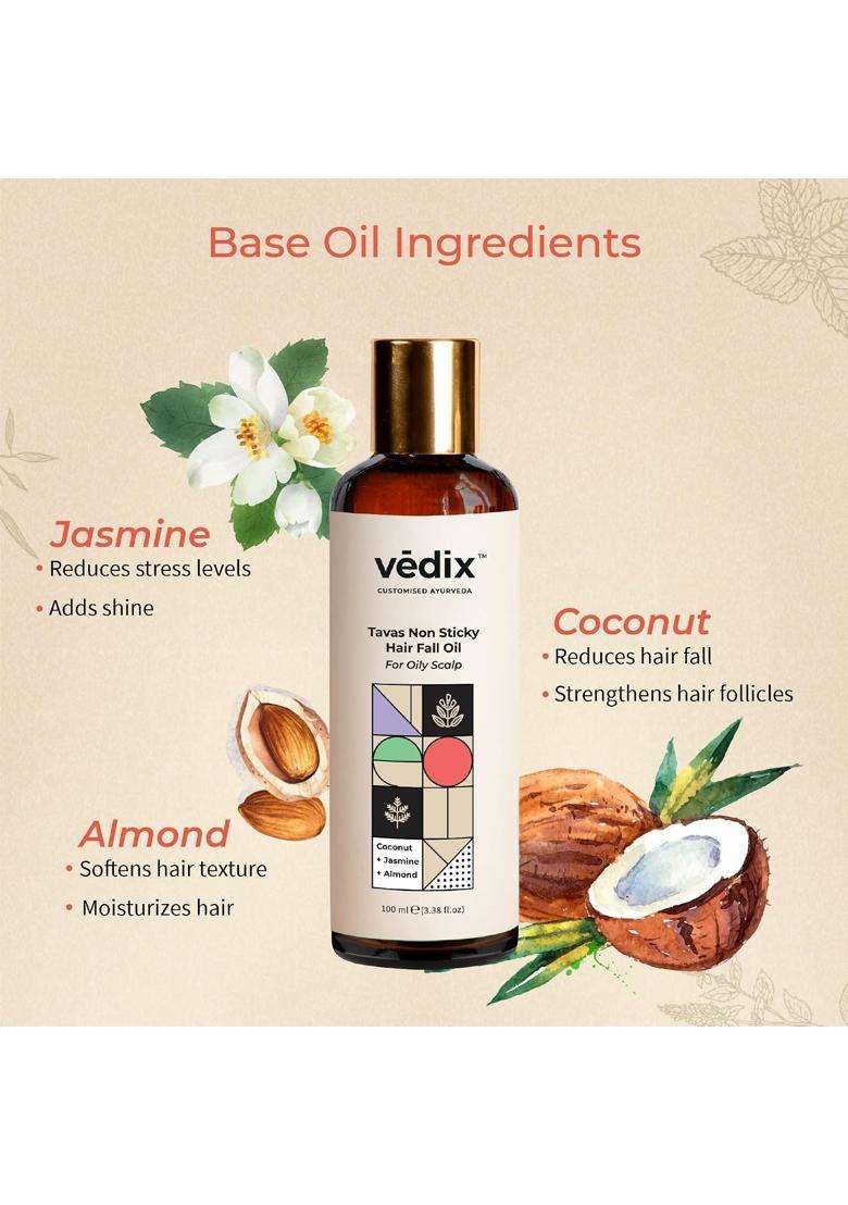 Vedix Ayurvedic Hair Fall Oil Combo with 3 Booster Oils ( 100 ml + 3*10 ml ) | Authentic Traditional Formula - Indya