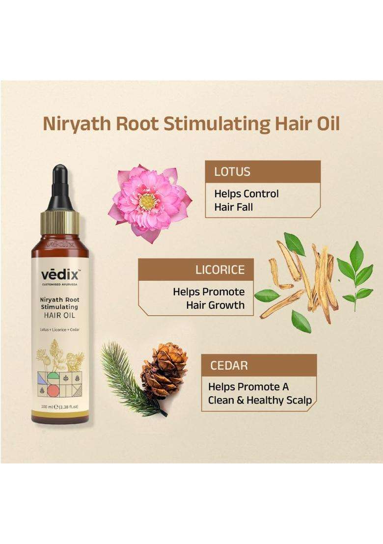 Vedix Ayurvedic Anti-Hairfall 4 Pc Kit | Authentic Traditional Formula | Dry Scalp & Straight Hair - Indya