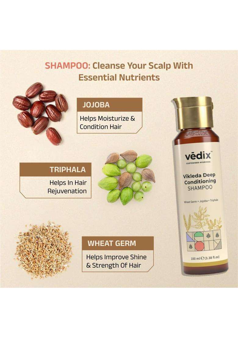 Vedix Ayurvedic Anti-Dandruff 3 Pc Kit 240 ml | Authentic Traditional Formula | Oily Scalp & Wavy Hair - Indya