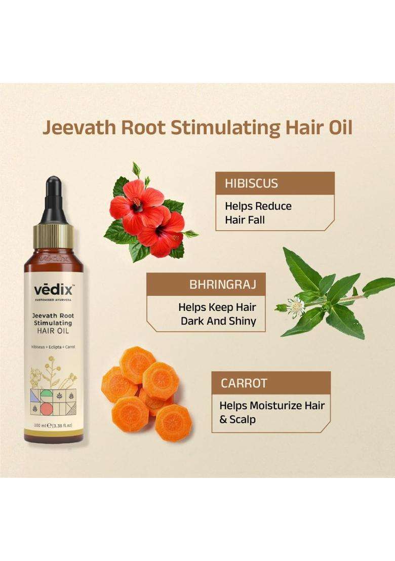 Vedix Ayurvedic Anti-Hairfall 4 Pc Kit 350 ml | Authentic Traditional Formula | Normal/Oily Scalp & Curly Hair - Indya