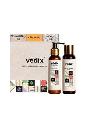 Vedix Ayurvedic Anti-Dandruff Oil & Shampoo Combo 200 ml | Authentic Traditional Formula | Oily Scalp & Wavy Hair