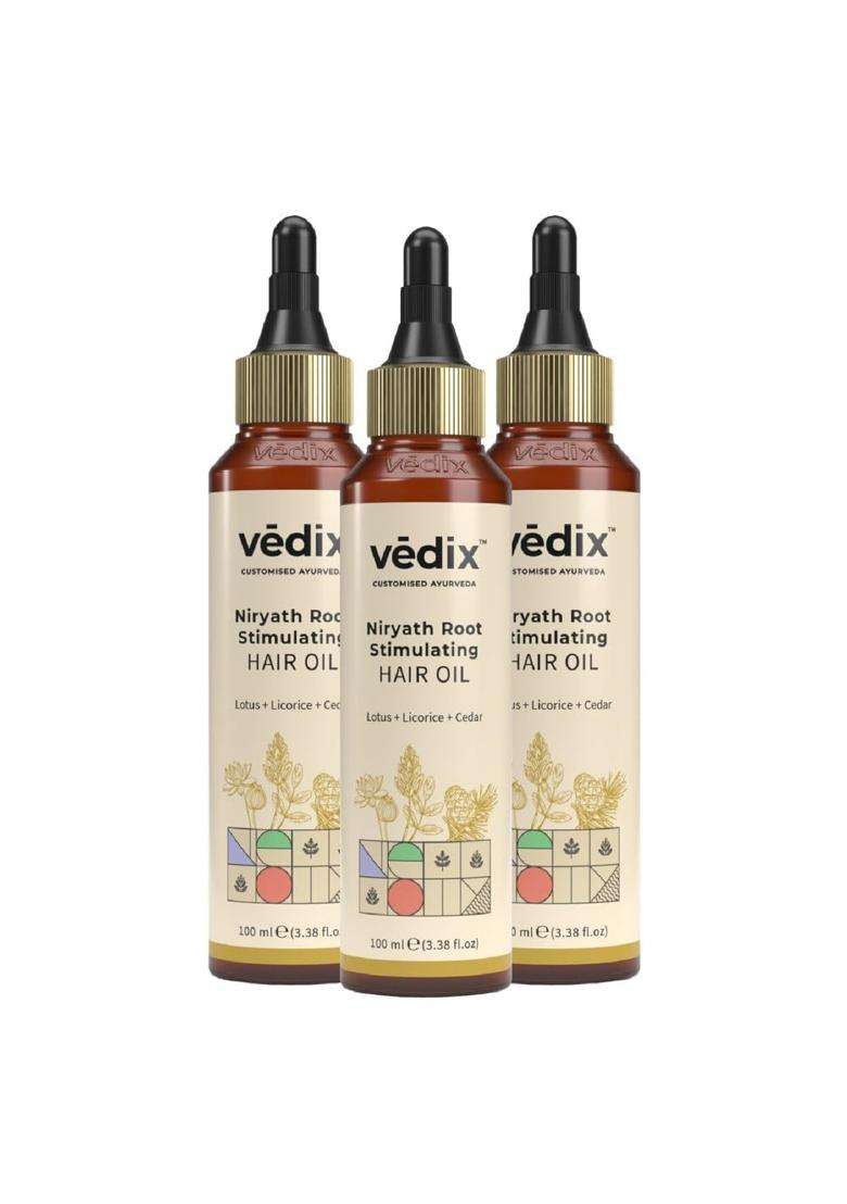 Vedix Niryath Ayurvedic Hair Oil 100 ml (Pack of 3) | Authentic Traditional Formula | Dry Scalp & Straight Hair l - Indya