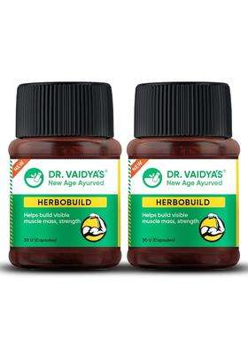 Dr. Vaidya's Dr. Vaidya’s Herbobuild Mass Gainer for Men 30 Capsules (Pack of 2) | Authentic Traditional Formula | Safe & Natural Mass Gainer for Men