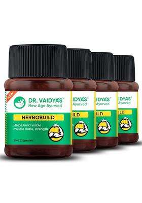 Dr. Vaidya's Dr. Vaidya’s Herbobuild Mass Gainer for Men 30 Capsules (Pack of 4) | Authentic Traditional Formula | Safe & Natural Mass Gainer for Men