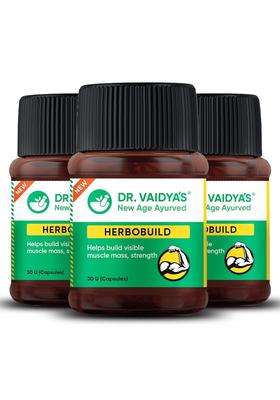 Dr. Vaidya's Dr. Vaidya’s Herbobuild Mass Gainer for Men 30 Capsules (Pack of 3) | Authentic Traditional Formula | Safe & Natural Mass Gainer for Men