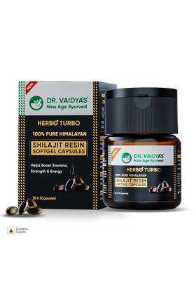 Dr. Vaidya's Pure Himalayan Shilajit Resin Softgel 30 Capsules | >75% Fulvic Acid, >5% Humic Acid & 80+ Trace Elements | 100% Pure & Lab-Tested