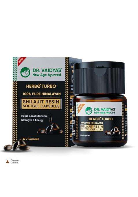 Dr. Vaidya's Pure Himalayan Shilajit Resin Softgel 30 Capsules | >75% Fulvic Acid, >5% Humic Acid & 80+ Trace Elements | 100% Pure & Lab-Tested