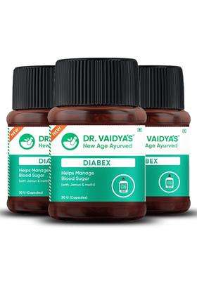Dr. Vaidya's Diabex Capsules (30 Capsules) (Pack of 3) | Authentic Traditional Formula | Helps Regulate Blood Sugar Levels