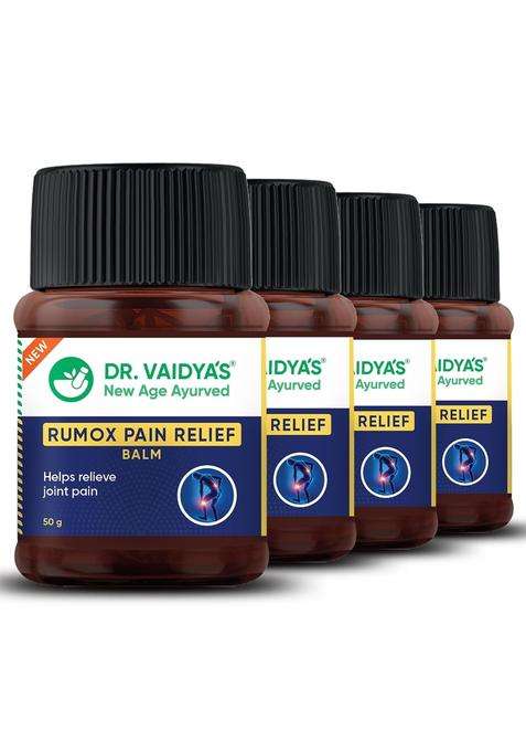 Dr. Vaidya's Rumox Pain Relief Balm (50g Each) (Pack of 4) | For Head Ache, Body Pain, Joint & Muscle Pain Relief