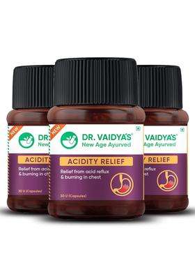 Dr. Vaidya's Acidity Relief Care 30 Count (Pack of 3) | Authentic Traditional Formula | Ayurvedic Medicine For Acidity and Gas