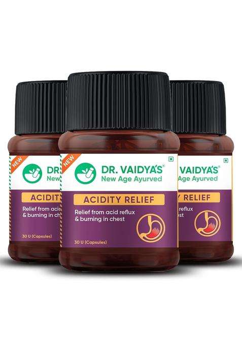Dr. Vaidya's Acidity Relief Care 30 Count (Pack of 3) | Authentic Traditional Formula | Ayurvedic Medicine For Acidity and Gas