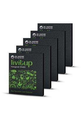 Dr. Vaidya's Livitup 6 Capsules per Pack (Pack of 5) | Authentic Ayurvedic Formula | Hangover Shield & Liver Protector