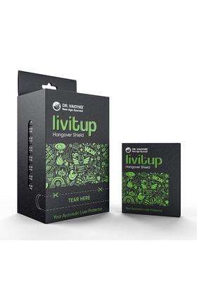 Dr. Vaidya's Livitup 6 Capsules per Pack (Pack of 10) | Authentic Ayurvedic Formula | Hangover Shield & Liver Protector