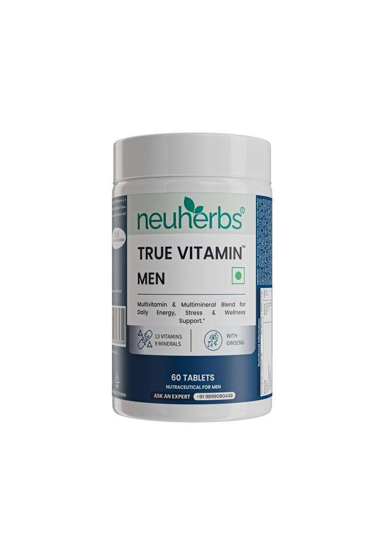 Neuherbs Multivitamin Tablets for Men 60 Count | True Vitamin Men Multivitamin with Ginseng, Vitamin C, B12, D, Magnesium,Iron & Zinc - Indya
