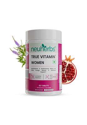 Neuherbs Multivitamin Tablets for Women 60 Count | True Vitamin Women Multivitamin with Vitamin C, B12, D, Iron, Zinc & Magnesium