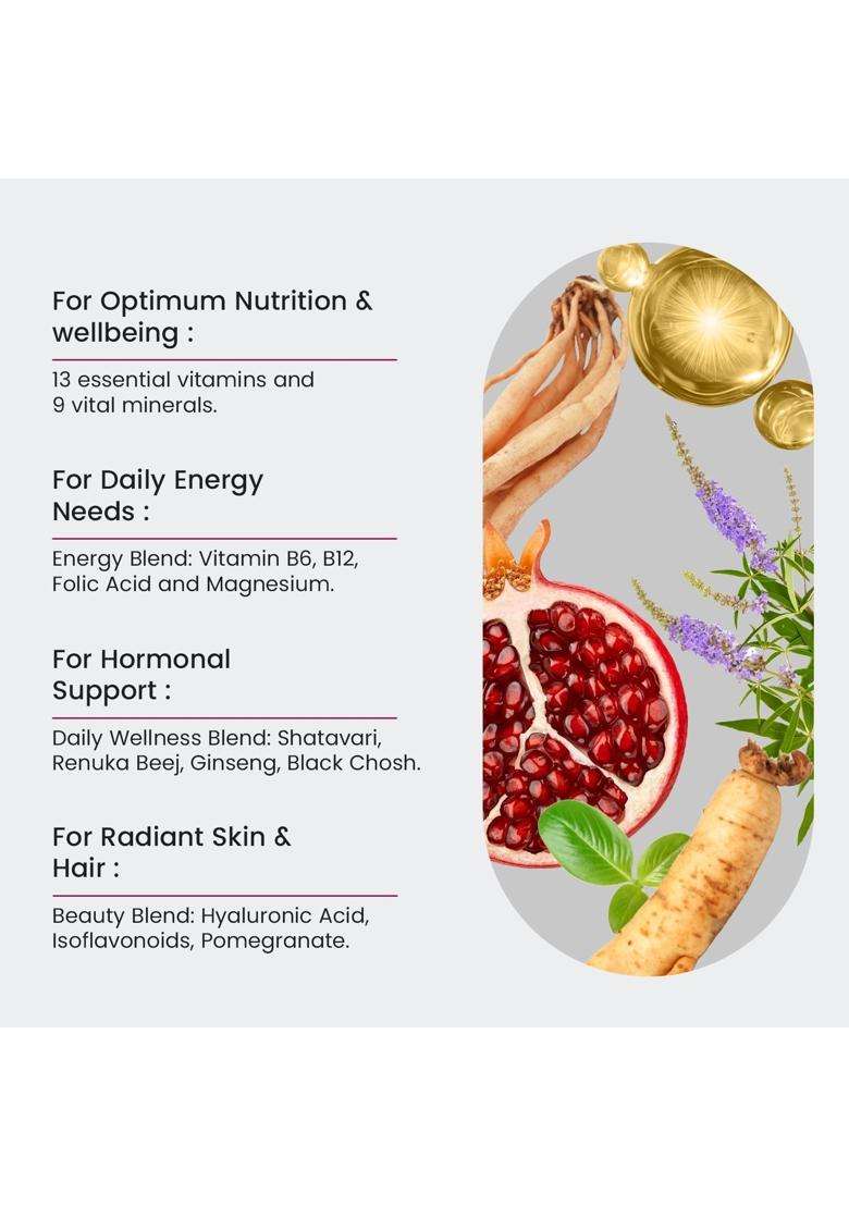Neuherbs Multivitamin Tablets for Women 60 Count | True Vitamin Women Multivitamin with Vitamin C, B12, D, Iron, Zinc & Magnesium - Indya