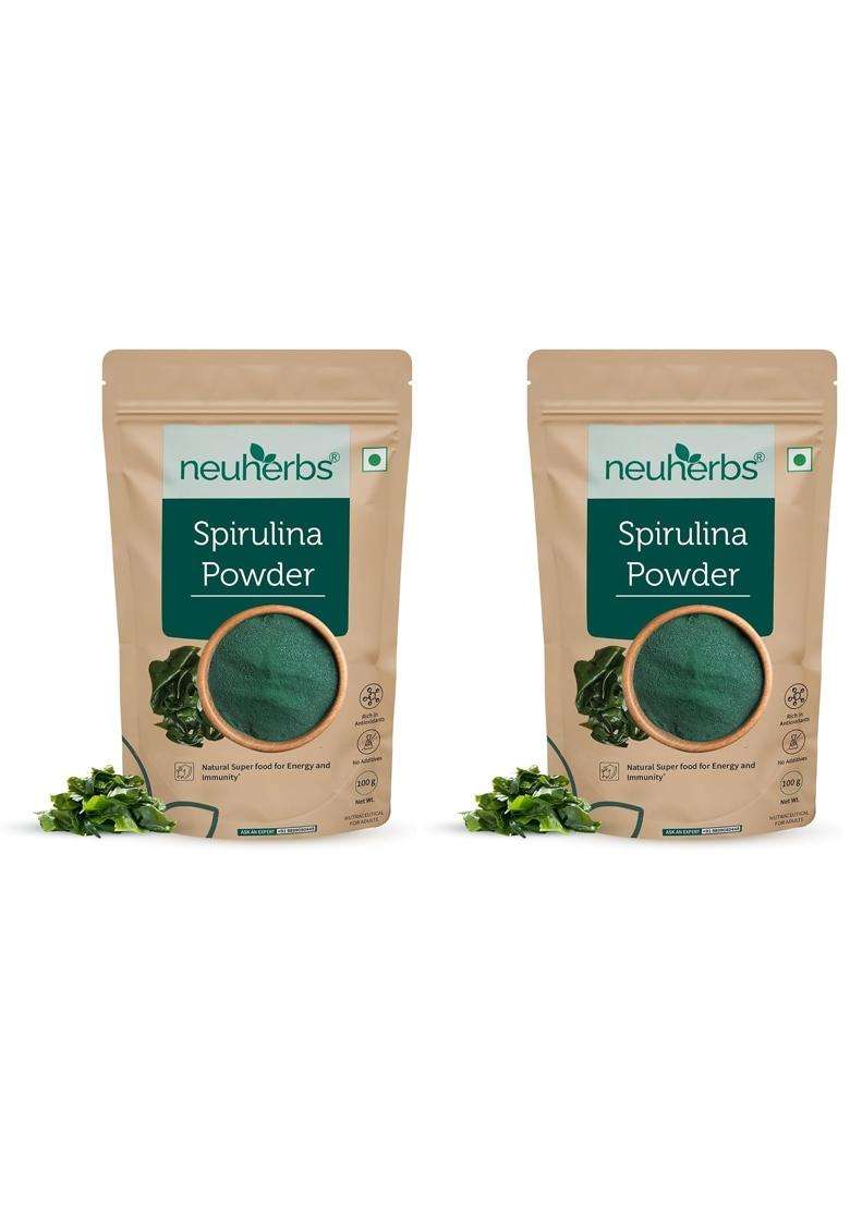 Neuherbs Spirulina Powder 100g (Pack of 2) | Supports Energy, Immunity & Detox | Rich in Iron, Calcium, Potassium & Omega 3 6 9 - Indya