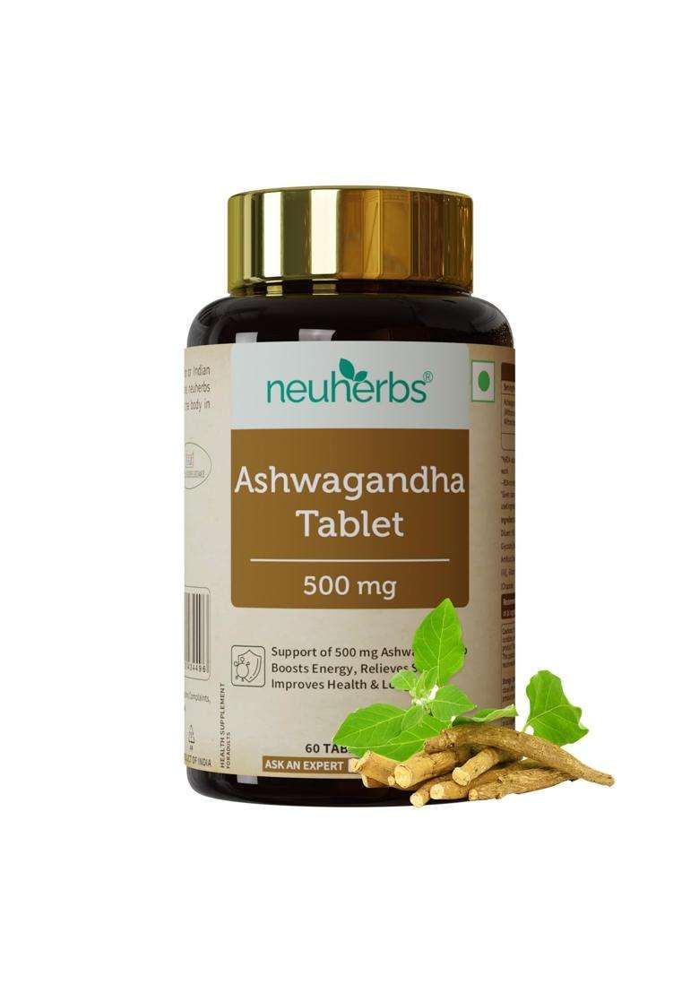 Neuherbs Ashwagandha 500mg Tablets for Men & Women | Authentic Traditional Formula | 60 Count | Ayurvedic Herbal Formula for Daily Wellness - Indya