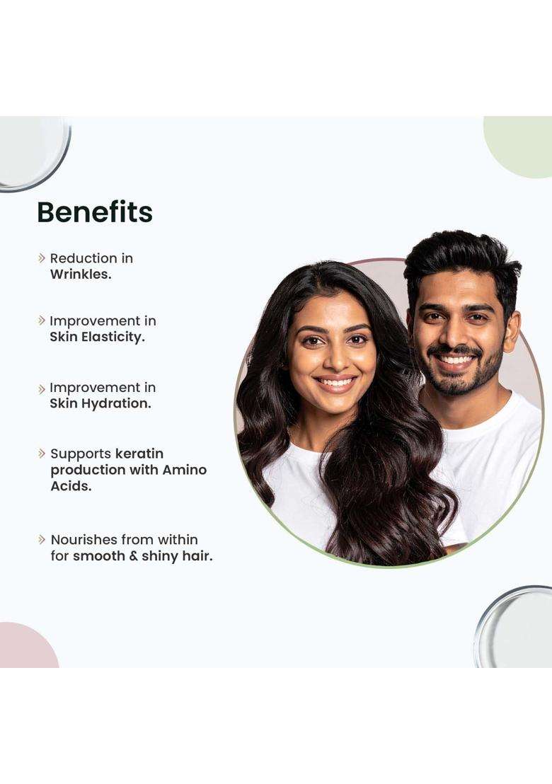 Neuherbs Collagen Supplement Powder- 200g and Hair Vitamin Supplement with Biotin (60 Capsules) - Indya