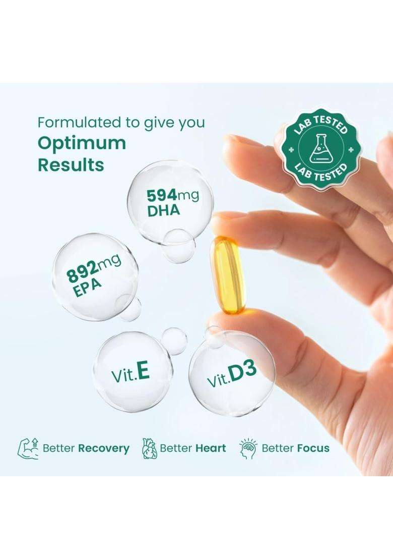 Neuherbs Deep Sea Omega 3 Fish Oil 30 Softgels Omega 3 Supplement Triple Strength 2500 Mg for Muscle Joints Heart & Cognitive Support No Fishy Burps - Indya