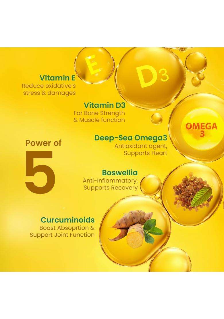 Neuherbs Gold Deep Sea 6X Omega 3 Fish Oil Capsules 2400mg Fish Oil With EPA (Pack of 2) | 60 Softgels | 1080mg & DHA | 720mg | Lemon Flavour - Indya