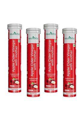 Neuherbs Apple Cider Vinegar with Mother Effervescent Tablet 20 Tablets (Pack of 4) | With Vitamin B6 & B12 | Zero Added Sugar