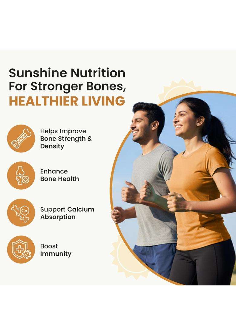 Neuherbs Vitamin D3 (600 IU) Tablets with K2 MK7 120 Tablets | True Vitamin D3 to Supports Bone Strength, Immunity & Heart Health - Indya