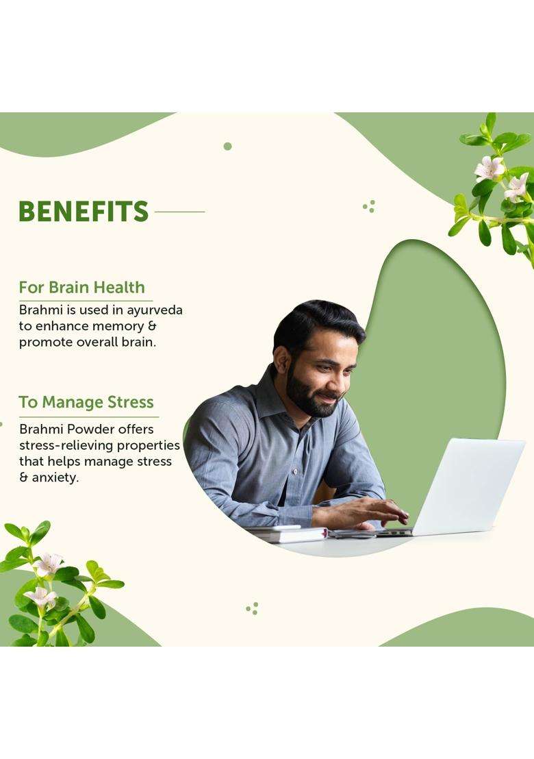 Neuherbs Brahmi Powder 100g For Men & Women | Authentic Traditional Formula | Ayurvedic Care To Manage Stress & Boost Brain Health - Indya