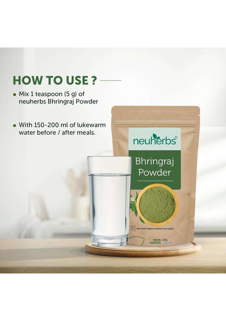 Neuherbs Bhringraj Powder 100g | Authentic Traditional Formula | Ayurvedic Hair Mask for Hair Growth, Scalp Nourishment & Hair Care - Indya