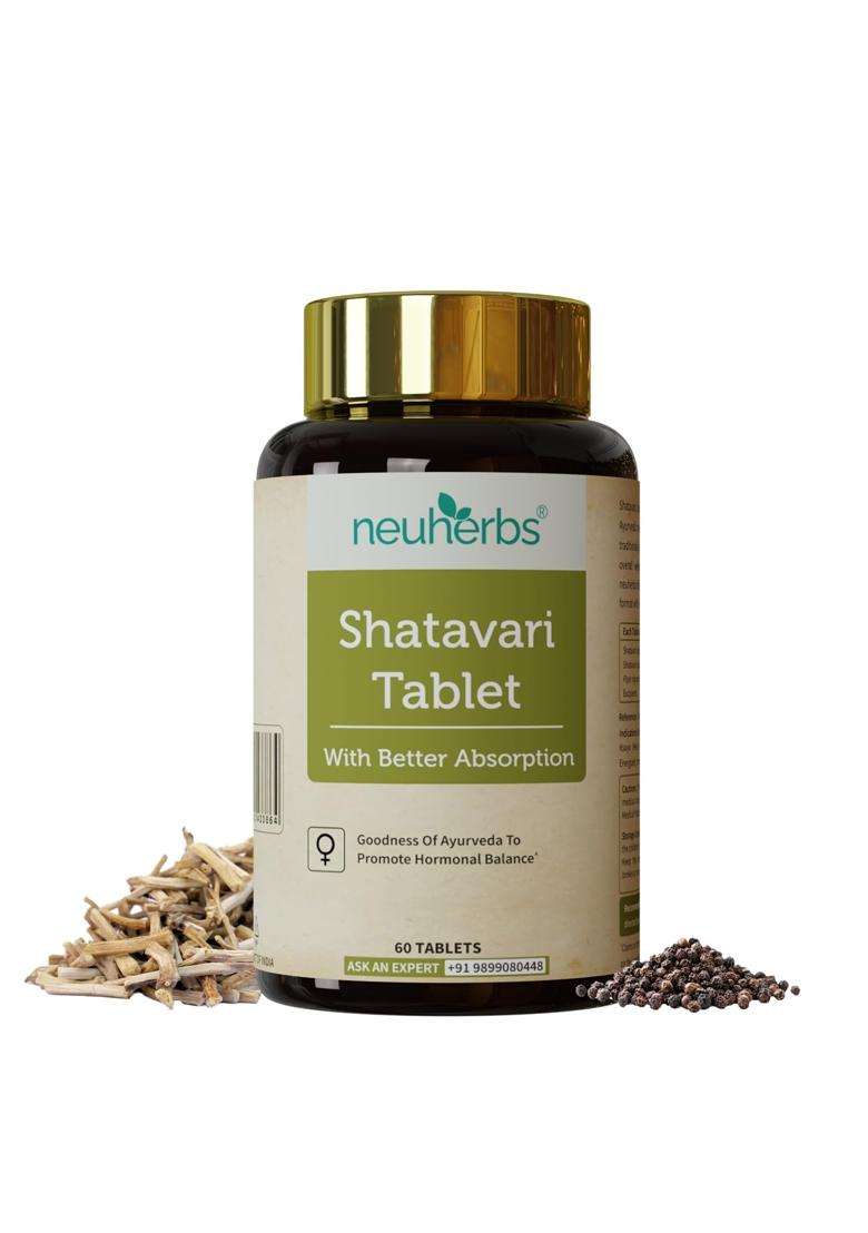 Neuherbs Shatavari 60 Tablets for Women | Authentic Traditional Formula | Supports Hormonal Balance, Lactation, Energy & Immunity - Indya