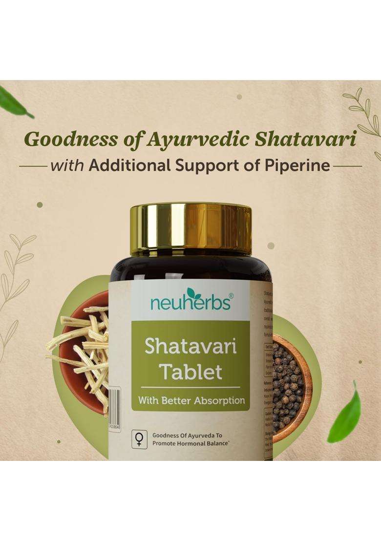 Neuherbs Shatavari 60 Tablets for Women | Authentic Traditional Formula | Supports Hormonal Balance, Lactation, Energy & Immunity - Indya