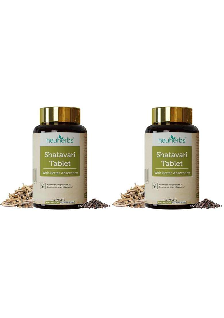 Neuherbs Shatavari 60 Tablets (Pack of 2) | Authentic Ayurvedic Formula | Boost Energy, Immunity & Maintain Women
