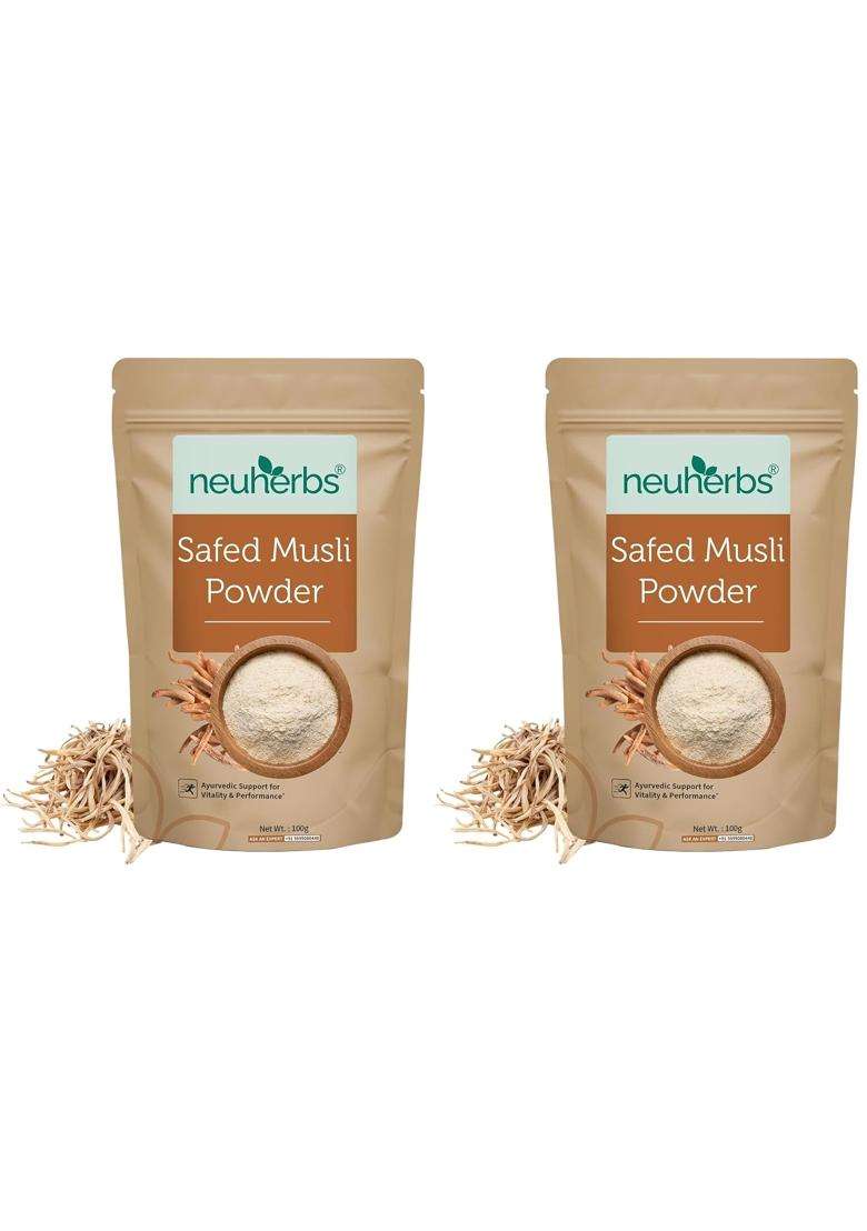 Neuherbs Safed Musli Root Powder 100 g (Pack of 2) | Authentic Traditional Formula | Ayurvedic Support for Vitality & Performance | Herbal Supplement - Indya